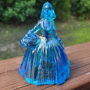 Wheaton Blue Carnival Glass "Colonial Lady" Figurine